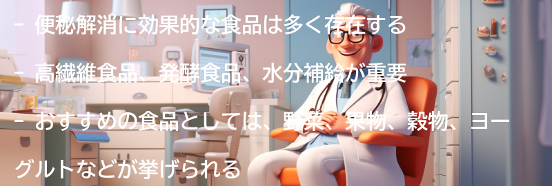 便秘解消のためのおすすめ食品の要点まとめ