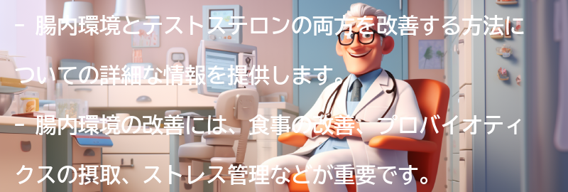 腸内環境とテストステロンの両方を改善する方法の要点まとめ