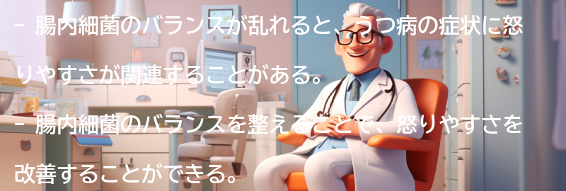 腸内細菌とうつ病の症状：怒りやすさの関連性の要点まとめ