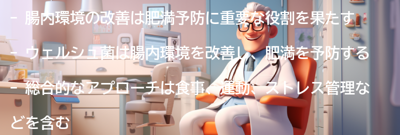腸内環境の改善と肥満予防のための総合的なアプローチの要点まとめ