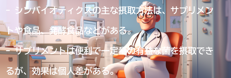 シンバイオティクスの主な摂取方法の要点まとめ