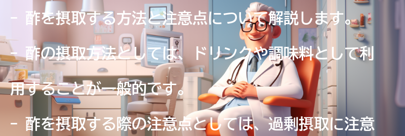 酢を摂取する方法と注意点の要点まとめ