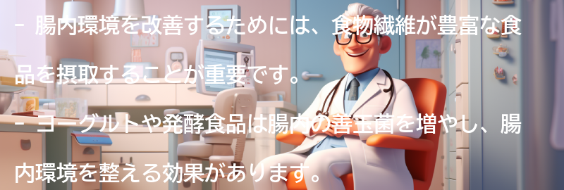 腸内環境を改善するための食べ物とは？の要点まとめ