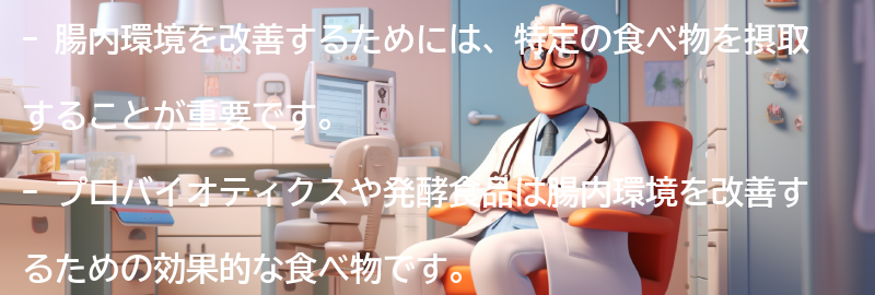 腸内環境を改善するための食べ物の種類の要点まとめ