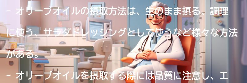 オリーブオイルの摂取方法と注意点の要点まとめ