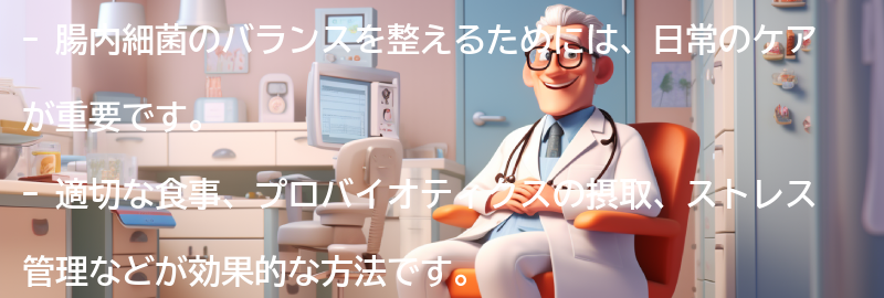 腸内細菌のバランスを整えるための日常のケア方法の要点まとめ
