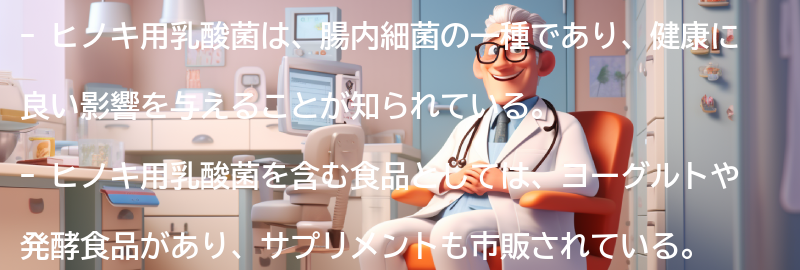 ヒノキ用乳酸菌を含む食品とサプリメントの紹介の要点まとめ
