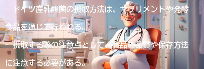 ドイツ産乳酸菌の摂取方法と注意点の要点まとめ