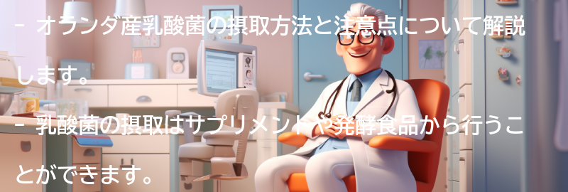 オランダ産乳酸菌の摂取方法と注意点の要点まとめ