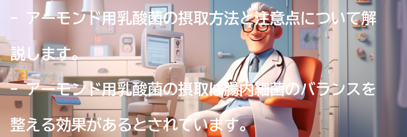 アーモンド用乳酸菌を摂取する方法と注意点の要点まとめ